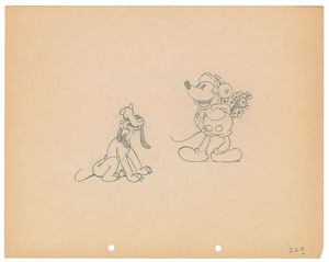 Lot #588 Mickey Mouse and Pluto production drawing from Puppy Love