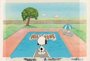 Lot #798 Snoopy production cels and production background from Milkbone TV commercial - Image 1
