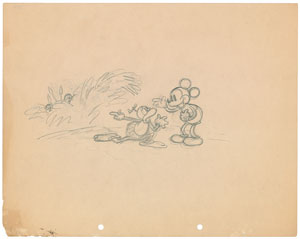 Lot #580 Mickey Mouse and Cannibal production concept drawing from Trader Mickey
