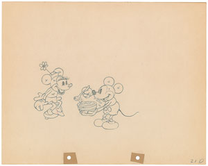 Lot #581 Mickey and Minnie Mouse production drawing from The Klondike Kid