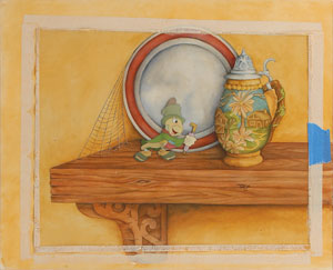 Lot #660 Jiminy Cricket production cel from Pinocchio - Image 1