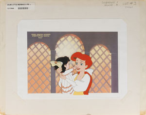 Lot #762 Ariel and Baby production cel, production background, and production drawing from The Little Mermaid II - Image 1
