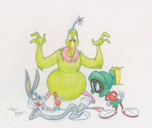 Lot #781 Bugs Bunny and Marvin the Martian drawing - Image 1