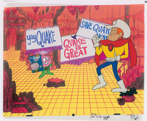 Lot #804 Quisp and Quake production cels and drawings from TV commercial - Image 1