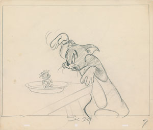 Lot #770 Tom and Quacker production layout drawing from Downhearted Duckling - Image 1