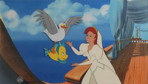 Lot #749 Ariel, Scuttle, and Flounder production cels from The Little Mermaid - Image 2
