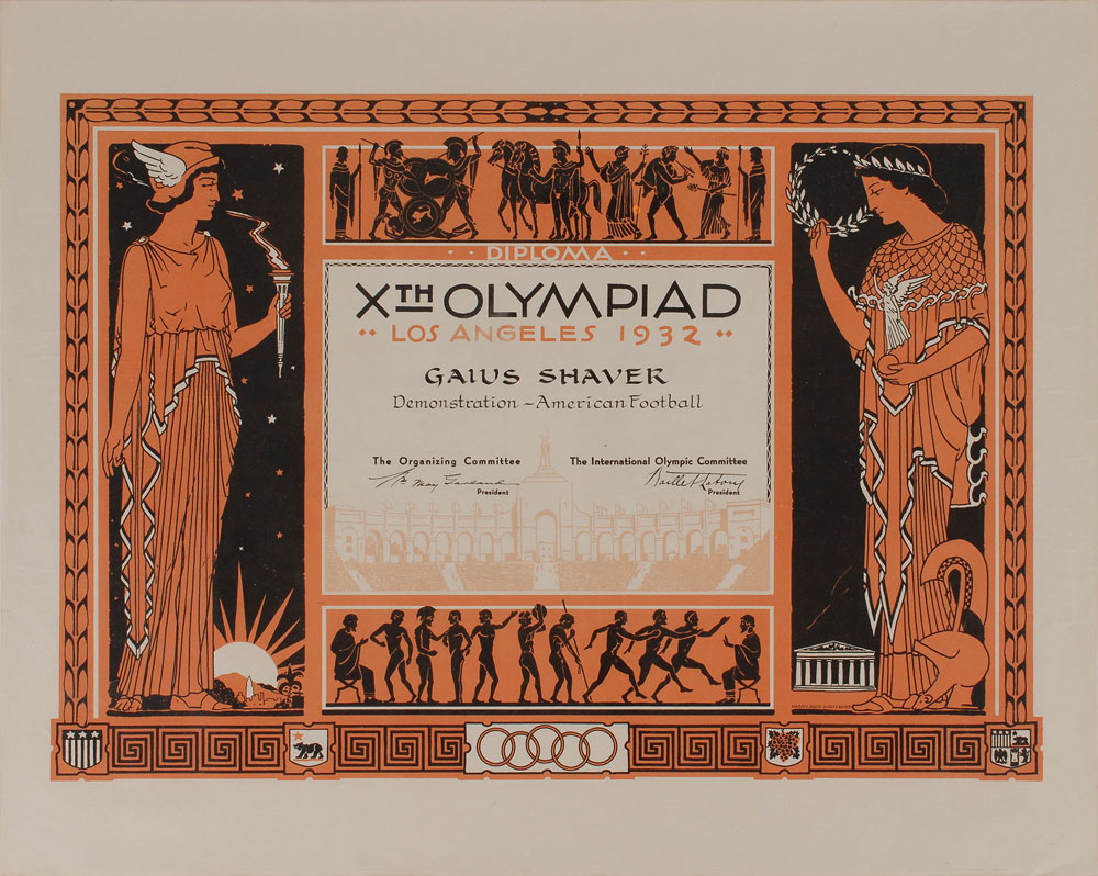 Lot #9038 Los Angeles 1932 Summer Olympics Participation Diploma