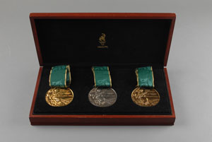 Lot #9133 Atlanta 1996 Summer Olympics Set of Gold, Silver, and Bronze Winner’s Medals - Image 1