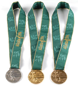 Lot #9133 Atlanta 1996 Summer Olympics Set of Gold, Silver, and Bronze Winner’s Medals - Image 8