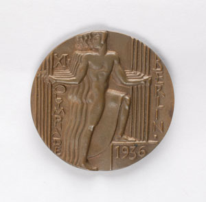 Lot #9052 Berlin 1936 Summer Olympics Bistre Brown Bronze Participation Medal - Image 1