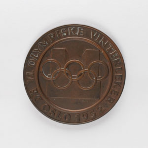 Lot #9065 Oslo 1952 Winter Olympics Copper Participation Medal - Image 1