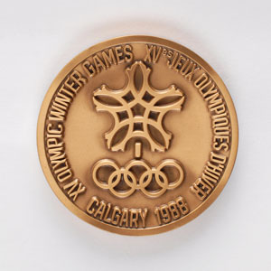 Lot #9117 Calgary 1988 Winter Olympics Bronze Participation Medal - Image 1