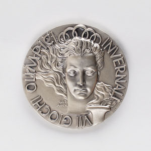 Lot #9068 Cortina 1956 Winter Olympics Silver Winner’s Medal - Image 1