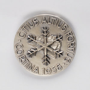 Lot #9068 Cortina 1956 Winter Olympics Silver Winner’s Medal - Image 2