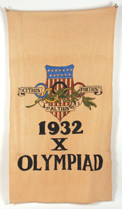 Lot #9040 Los Angeles 1932 Summer Olympics Linen Banner - Image 1