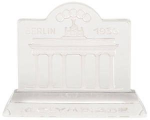 Lot #9049 Berlin 1936 Summer Olympics Glass Paperweight - Image 1