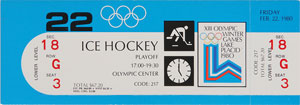 Lot #9106 Lake Placid 1980 Winter Olympics Hockey Ticket - Image 1