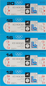 Lot #9107 Lake Placid 1980 Winter Olympics Set of Five USA Preliminary Games Tickets - Image 1