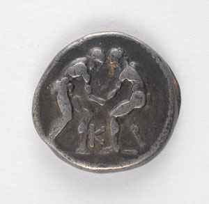 Lot #9001 Ancient Greek Silver Stater Selge Wrestlers - Image 1