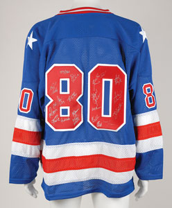 Lot #9104 Lake Placid 1980 Winter Olympics Miracle on Ice Signed Jersey - Image 1
