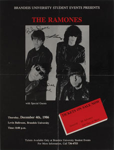 Lot #558 Ramones Signed Brandeis University Poster - Image 1