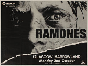 Lot #553 Ramones Glasgow 1981 Signed Poster - Image 1