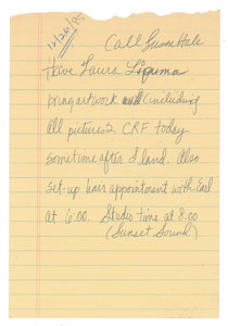 Lot #577 Prince: Handwritten Schedule and Notes - Image 1