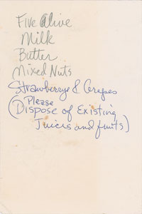 Lot #576 Prince: Handwritten Grocery List - Image 1