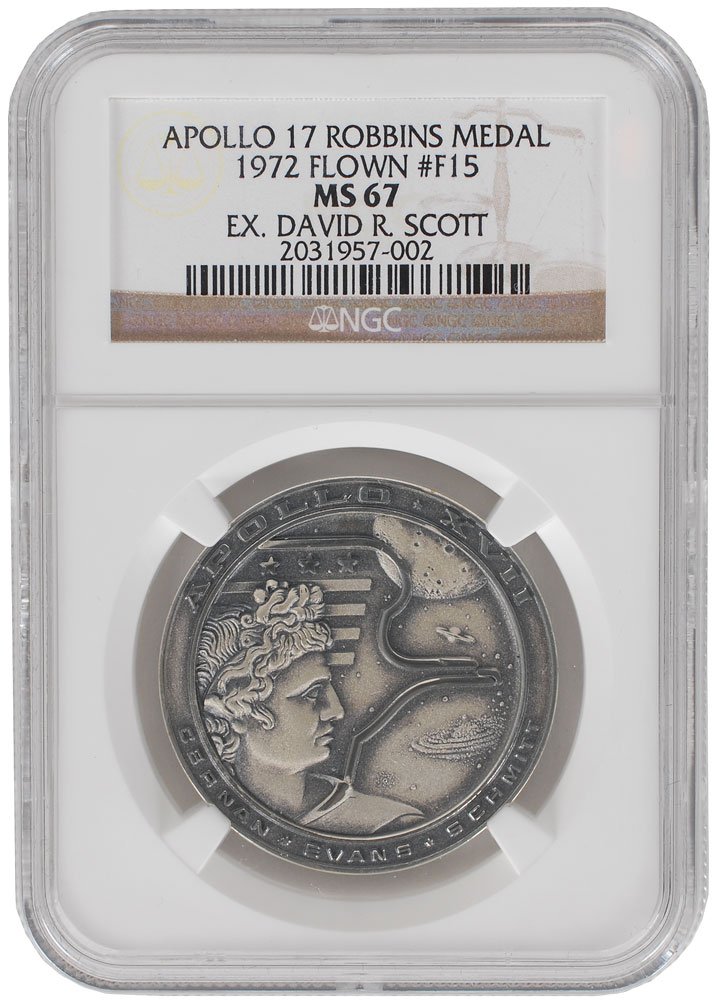 Lot #2084 Dave Scott’s Apollo 17 Flown Robbins Medal