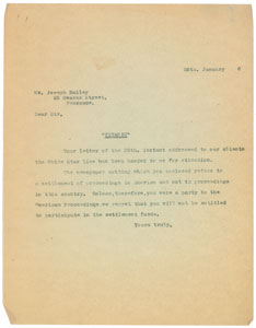 Lot #2070 Titanic Request for Restitution For