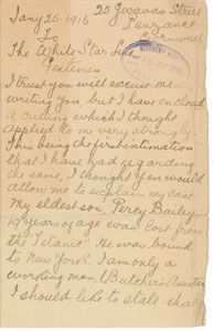 Lot #2070 Titanic Request for Restitution For Passenger Percy Bailey - Image 3