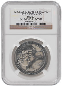 Lot #2084 Dave Scott’s Apollo 17 Flown Robbins Medal - Image 1
