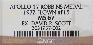 Lot #2084 Dave Scott’s Apollo 17 Flown Robbins Medal - Image 3