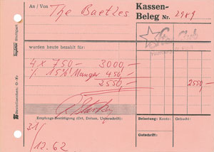 Lot #2105 Beatles Signed Star Club Receipts: Harrison, Starr, and Best - Image 2