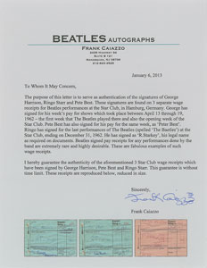 Lot #2105 Beatles Signed Star Club Receipts: Harrison, Starr, and Best - Image 5