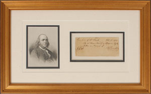 Lot #2047 Benjamin Franklin Handwritten and Signed