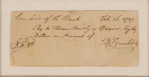 Lot #2047 Benjamin Franklin Handwritten and Signed Check - Image 2