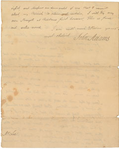 Lot #2025 John Adams Autograph Letter Signed - Image 2