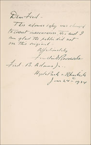 Lot #2035 Franklin D. Roosevelt Signed Book