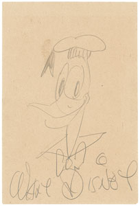 Lot #2088 Walt Disney Signed Sketch - Image 1