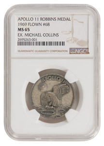 Lot #2083 Michael Collins’s Flown Apollo 11 Robbins Medal - Image 1