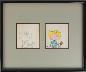 Lot #790 Sally production cel and drawing from  Race for Your Life, Charlie Brown - Image 1