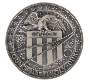 Lot #6407 John Young’s Apollo 16 Flown Robbins Medal - Image 1
