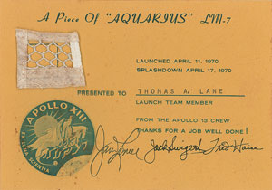 Lot #6338  Apollo 13 Flown Netting Swatch - Image 1