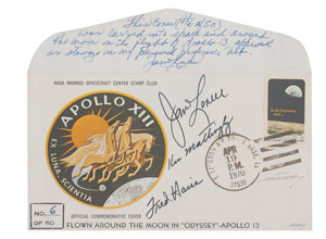Lot #6326 James Lovell’s Apollo 13 Flown Cover - Image 1