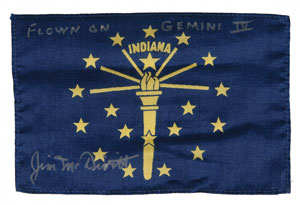 Lot #6118 Gemini 4: Jim McDivitt’s Flown Indiana State Flag - Image 1