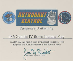 Lot #6118 Gemini 4: Jim McDivitt’s Flown Indiana State Flag - Image 2