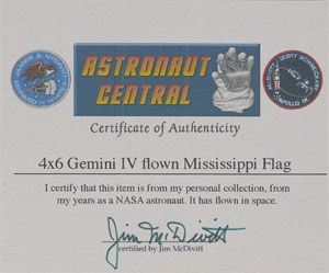 Lot #6119 Gemini 4: Jim McDivitt’s Flown Mississippi State Flag - Image 2