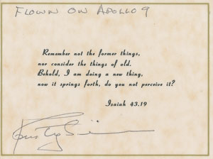 Lot #6224 Rusty Schweickart’s Apollo 9 Flown Bible Quote - Image 1