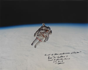 Lot #6530 STS 41–B: Bruce McCandless Oversized Signed Photograph - Image 1